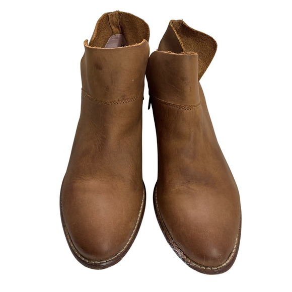 Seychelles Brown Leather Ankle Boots Womens Size 7.5 Side Zip Casual - Picture 1 of 9